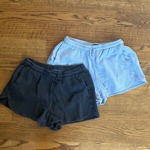 Lot of 2 Brandy Melville Waffle Knit Casual Shorts Black and Light Purple OS